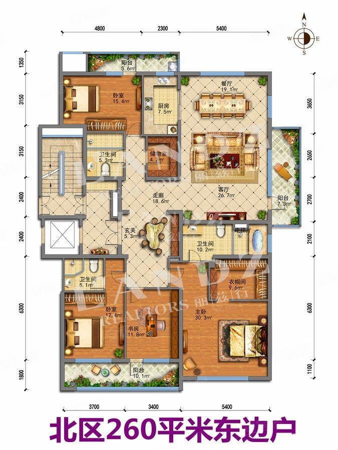 如园(北区)4室2厅3卫260㎡东3159万
