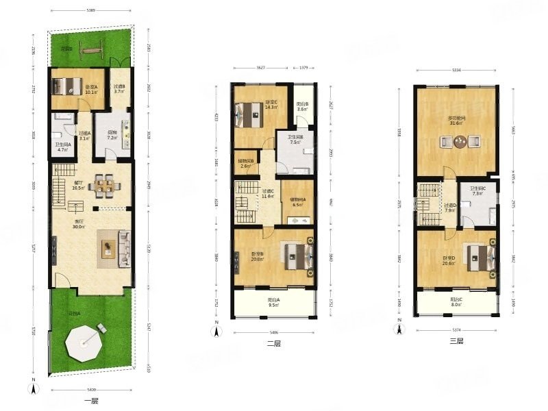 一栋洋房4室2厅2卫206㎡南北1100万