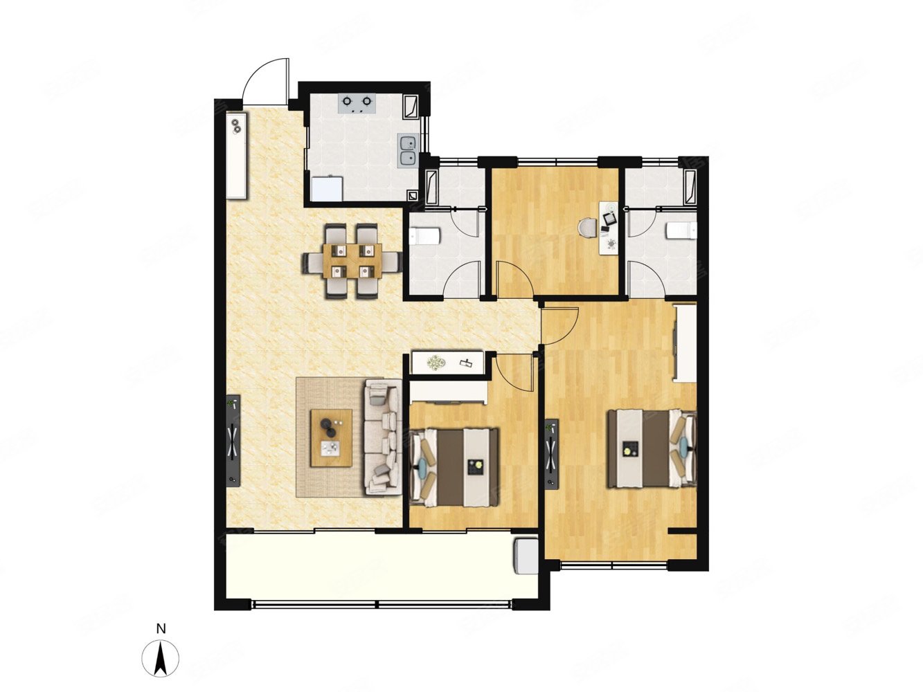 金茂悦系3室两厅两卫精装修自带中央空调