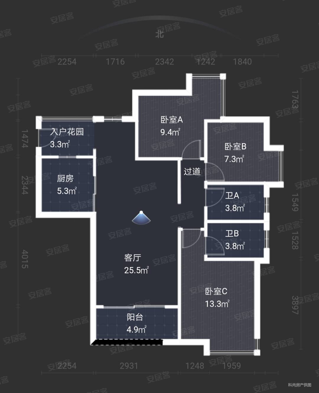 富力城天禧3室2厅2卫99㎡南108万