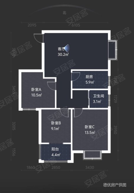 瀚宇天中豪园3室2厅1卫109㎡南71.8万