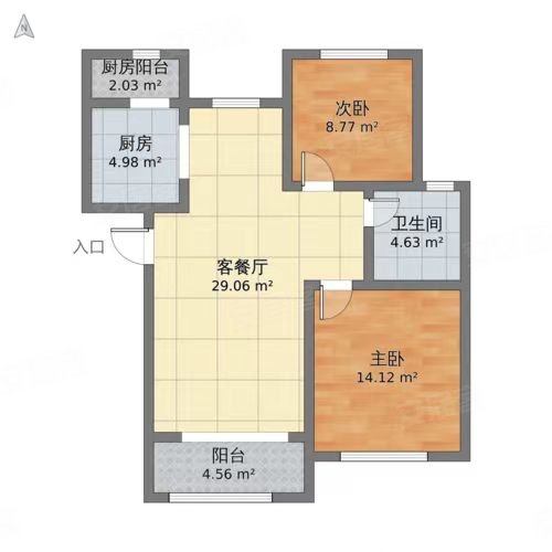 山海丽景苑2室2厅1卫100.03㎡南北108万