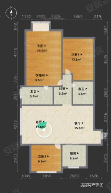 光明澜山3室2厅2卫106㎡南北160万