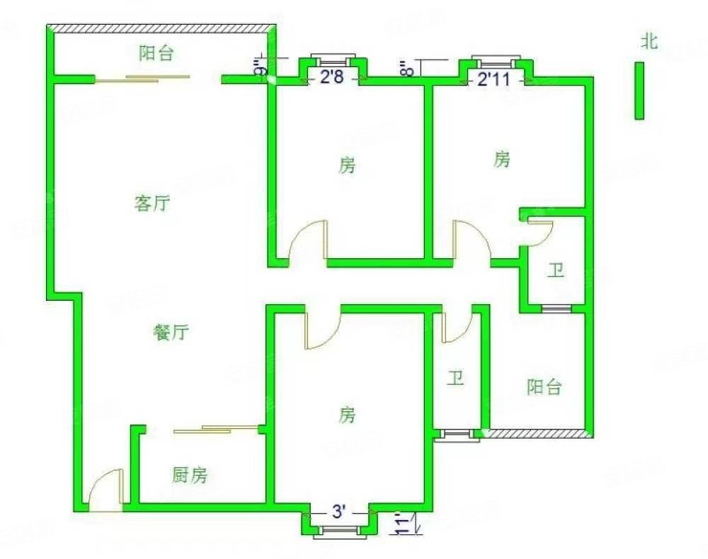 海景明珠3室2厅2卫160㎡南北68万