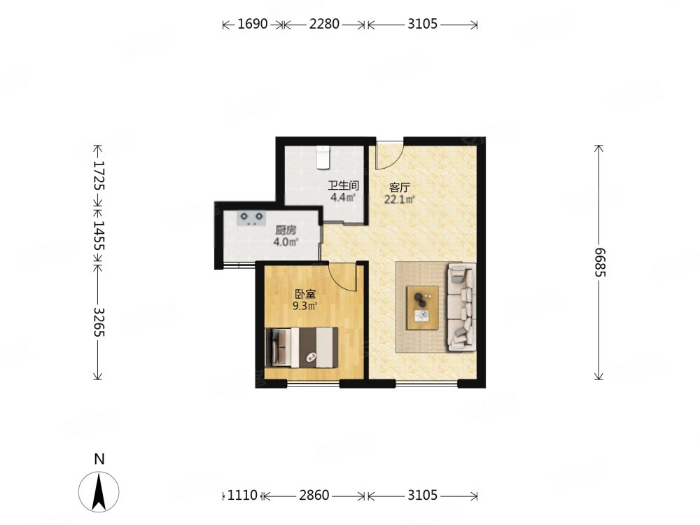 宏都熙景经典小户型中间层精装修价低急售紧邻华南商圈