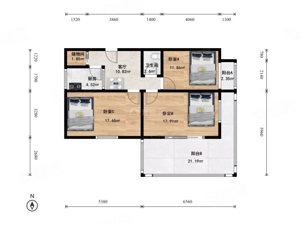 金台里3室1厅1卫121.94㎡东南608万