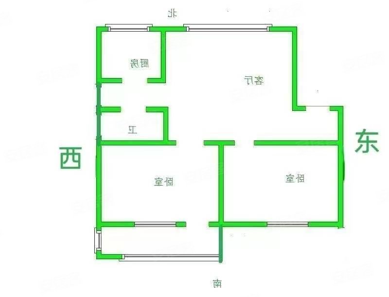 西环住宅小区2室2厅2卫87㎡南北68万