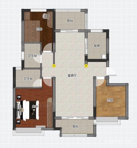 桔城世家新时空3室2厅2卫150㎡南66.8万