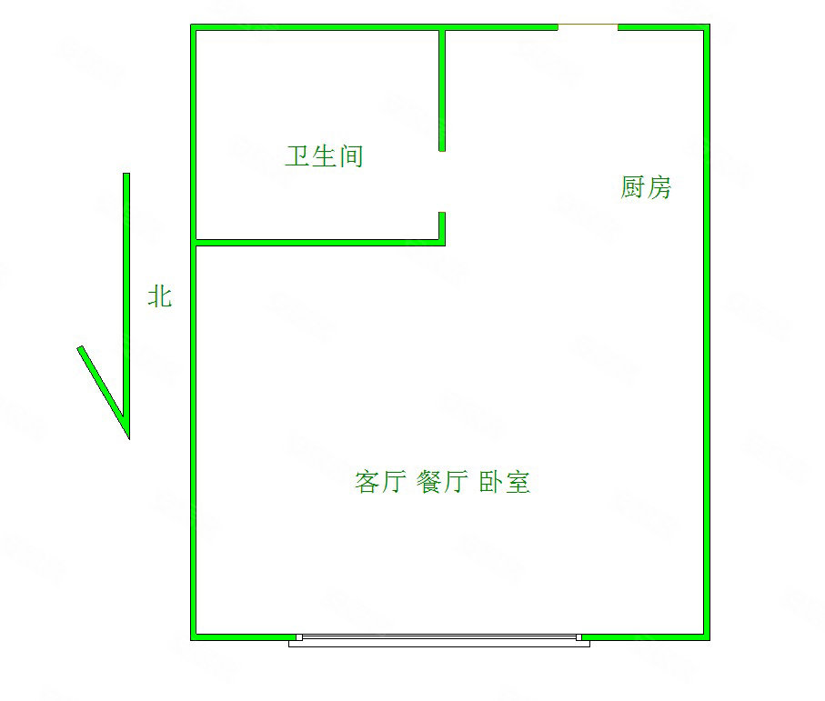 万达广场公寓1室1厅1卫47㎡南北40万