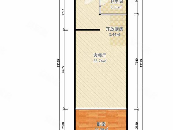 万达广场租房,中南锦城(商住楼) 1室1厅1卫 电梯房 精装修40平米,常熟