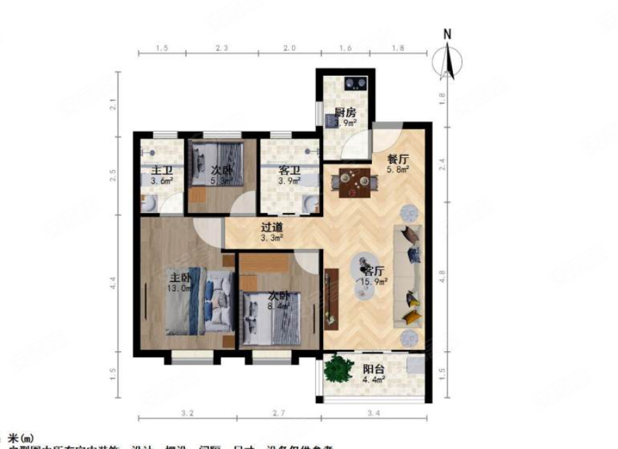 华侨城二期精致三房两卫拎包入住家门口站前外国语随时看