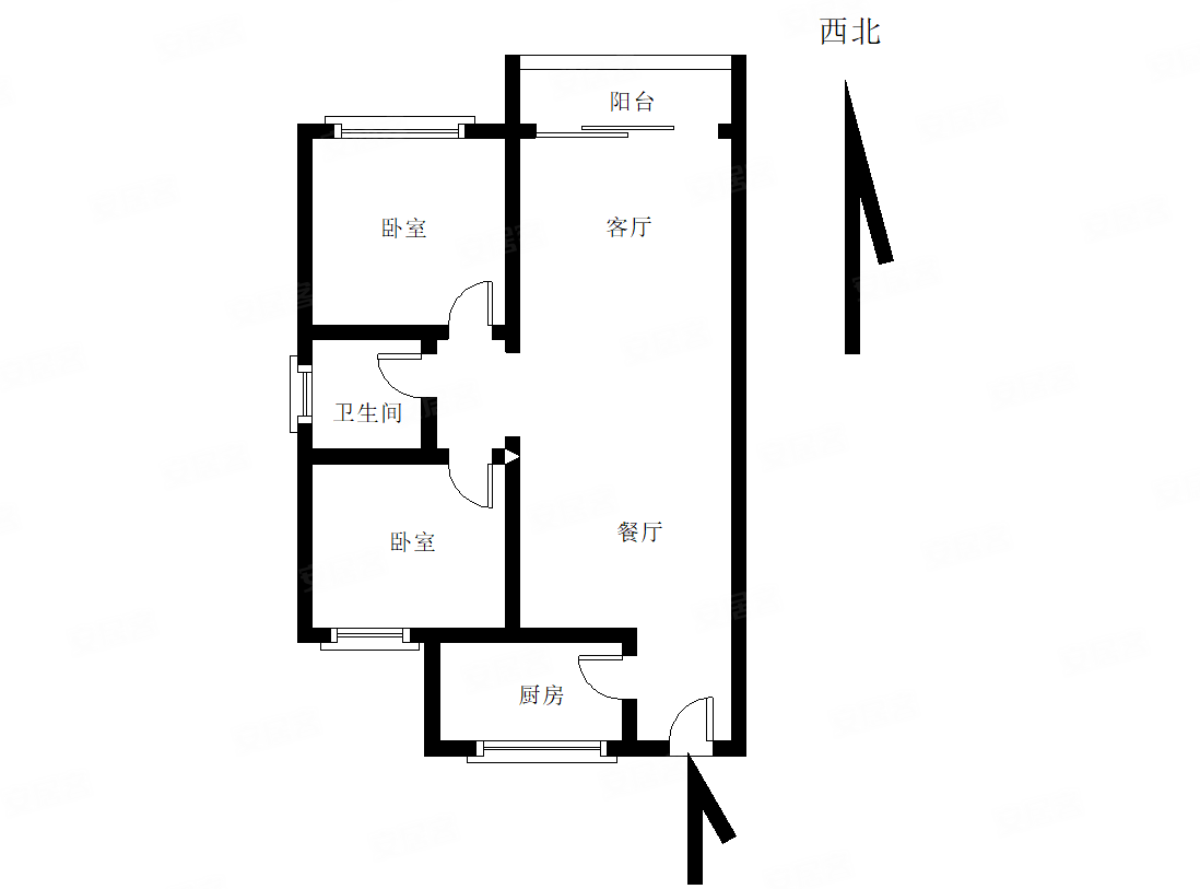 忠信丽城翡翠园2室2厅1卫76㎡西北60万