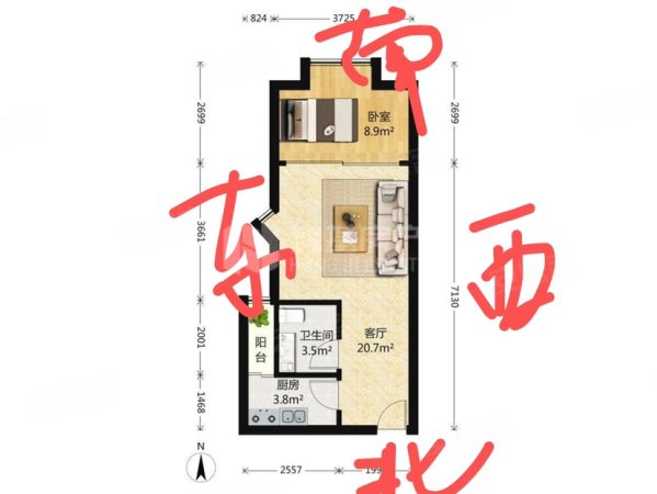 马德里风情1室0厅1卫39.66㎡南北20万