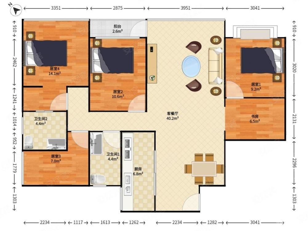 万科云城(一三期)万科云城~4居室~空间大~低楼层~主卧客厅