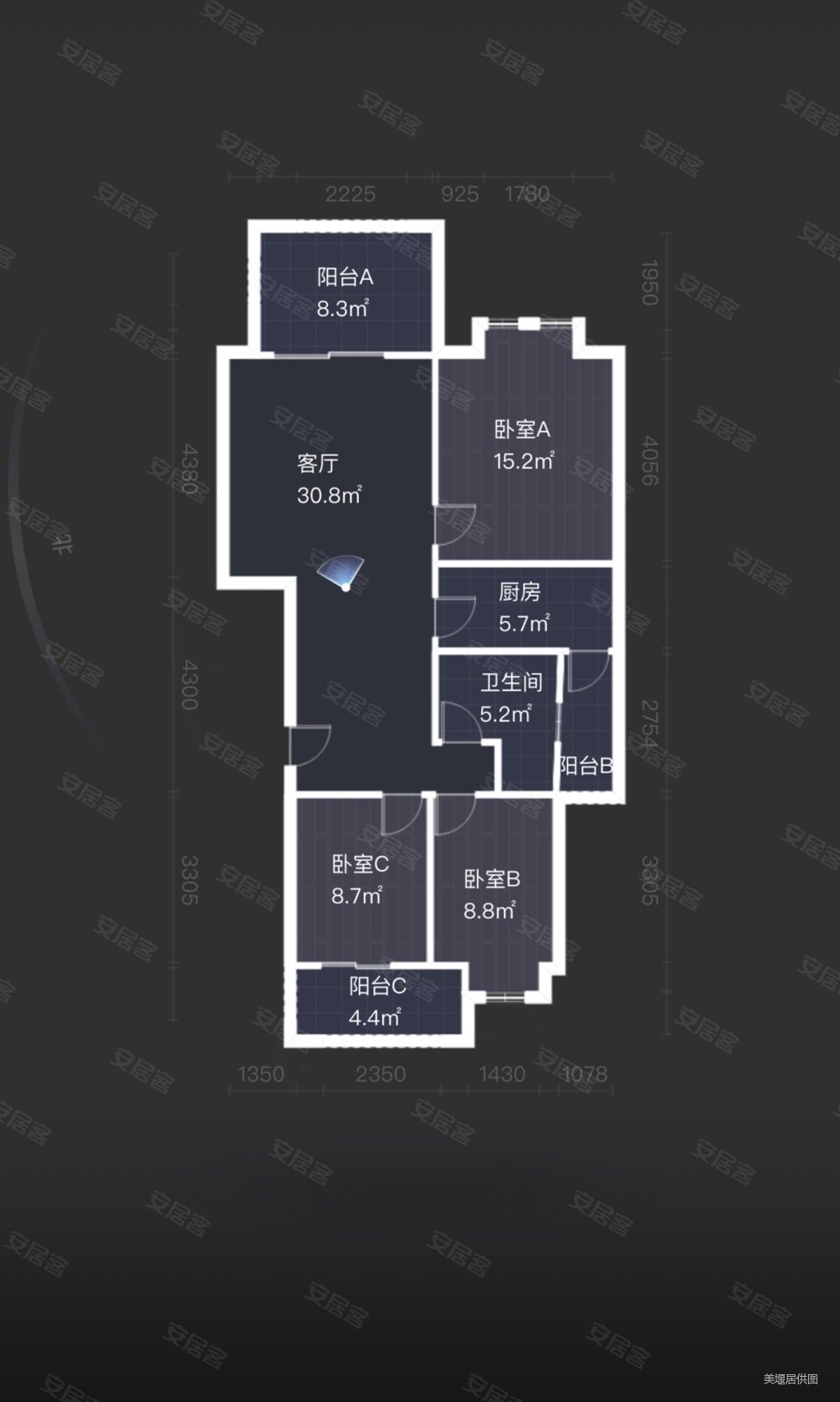 钱江美域3室1厅1卫101.86㎡东南105万