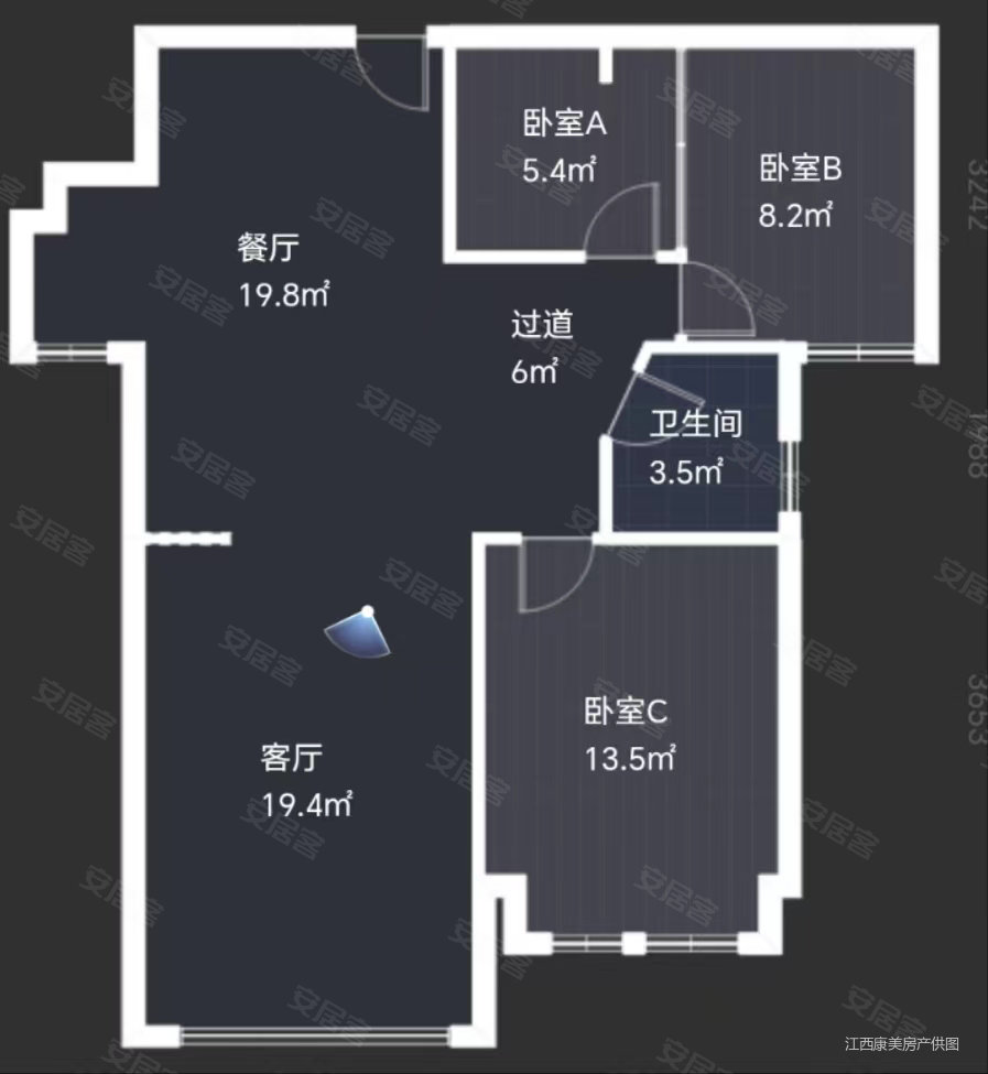 信江壹号3室2厅2卫85㎡南北37.2万