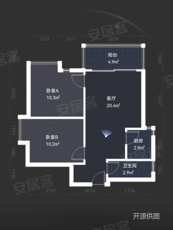 富力半岛花园2室1厅1卫70㎡南北200万