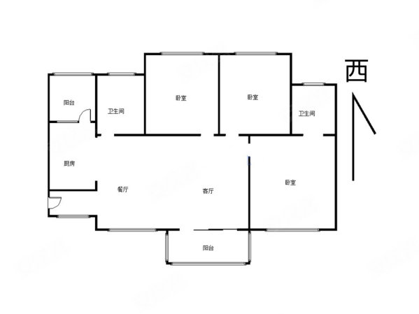 华翔望江山3室2厅2卫89㎡南北70万