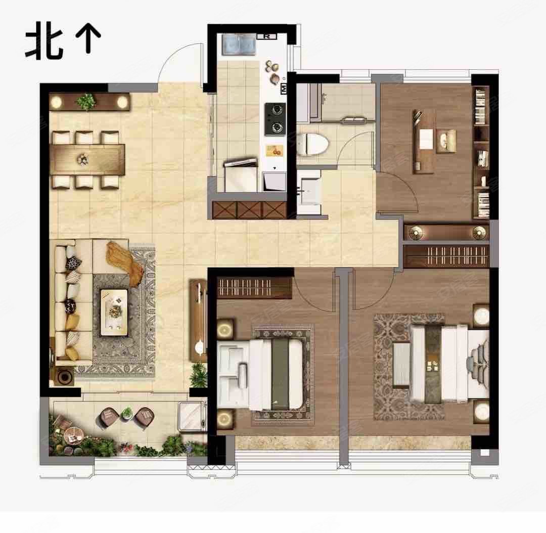 陆港绿城西安全运村子衿苑北苑3室2厅1卫103.99㎡南北209万
