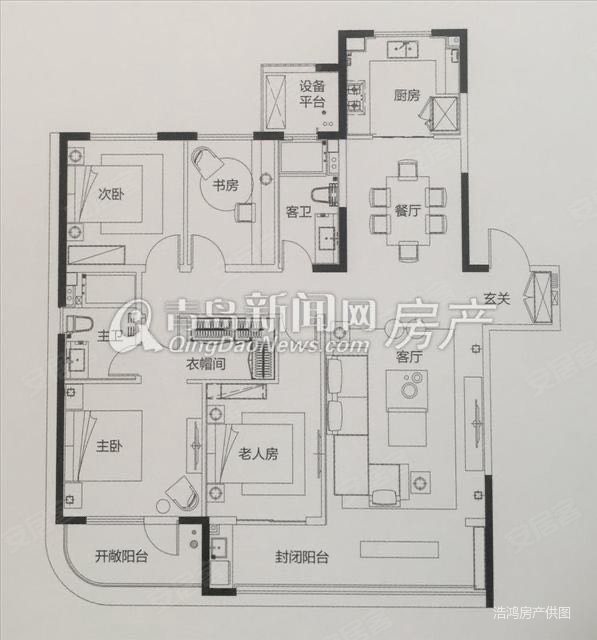 新城红岛湾盛昱|咸康路6号4室2厅2卫172.87平方米