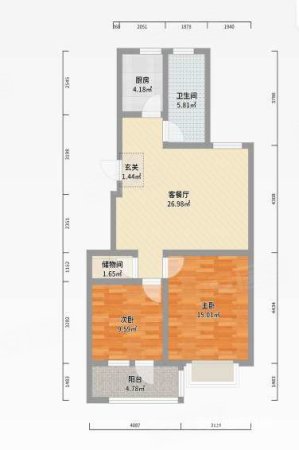 海伦国际2室2厅1卫89.79㎡南北46.8万