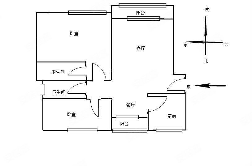 鹿鸣清城3室2厅1卫100㎡南北35万