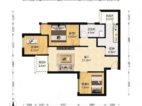 可短租月付东原星樾精装三房家具家电齐全人民医院旁