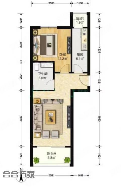 名佳花园(二区)2室2厅1卫88㎡南北318万