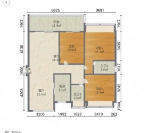 淮北碧桂园(北区)3室2厅1卫123㎡南北143万