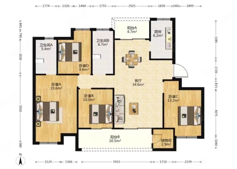 平安里洋房 6楼380 总高11 层 4开间朝南