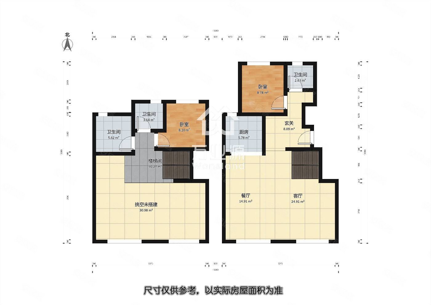 天铂泓园2室2厅2卫146.55㎡南北270万