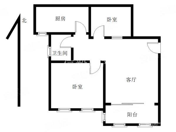 首开领翔花郡2室2厅1卫59.8㎡南124万