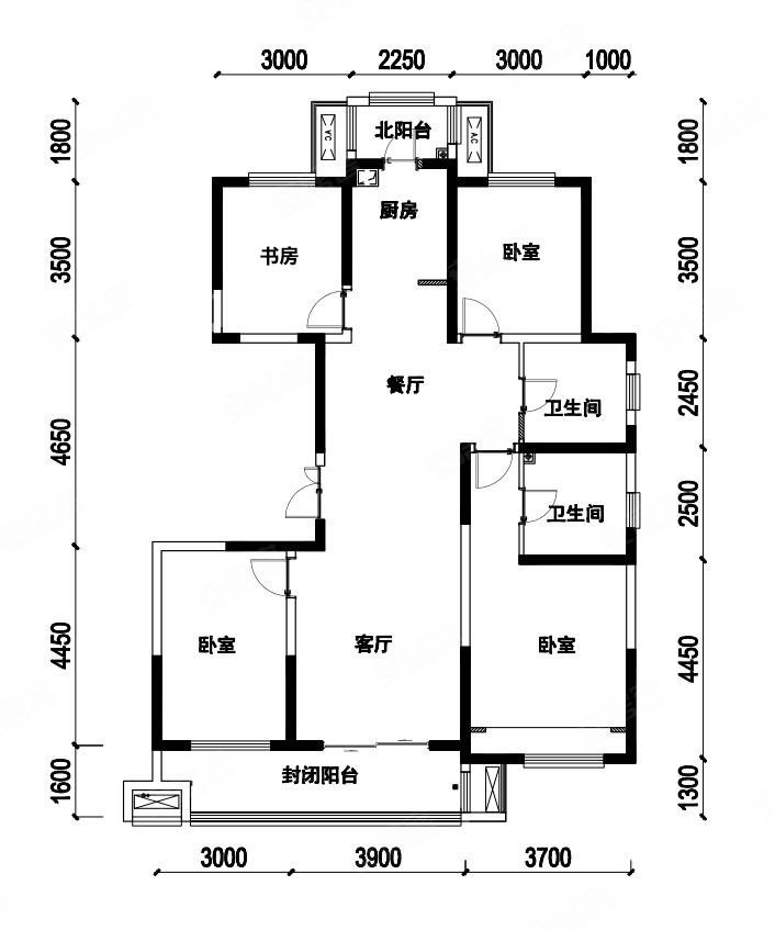 东方名郡三期4室2厅2卫149.3㎡南北118万