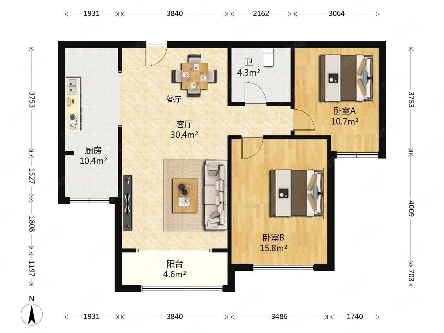 燕都紫阁2室2厅10300平精装修居家自住保养好