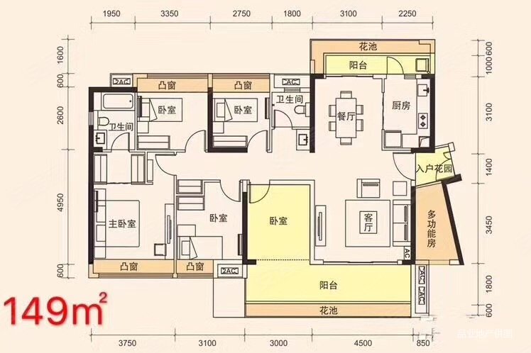 中洲半岛城邦5室2厅2卫149.51㎡南北104万