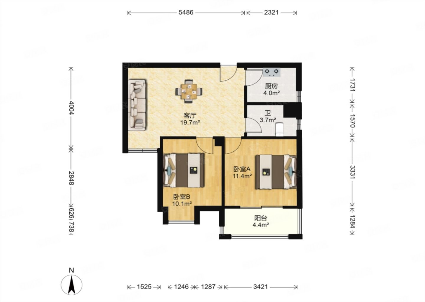 东方丽都两居室看房有钥匙房东诚心出售