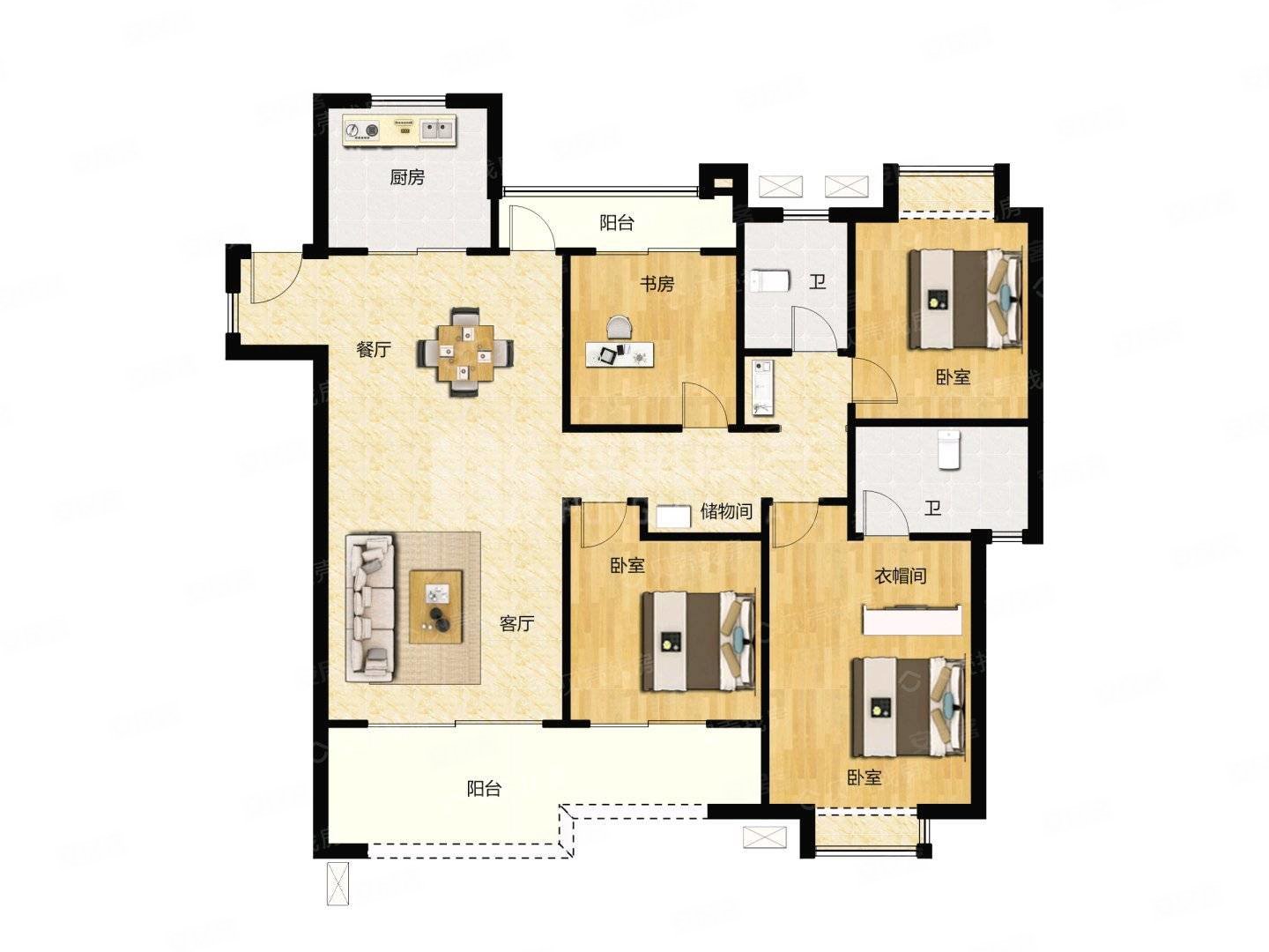 伟梦清水湾3室2厅2卫119.95㎡南北85万