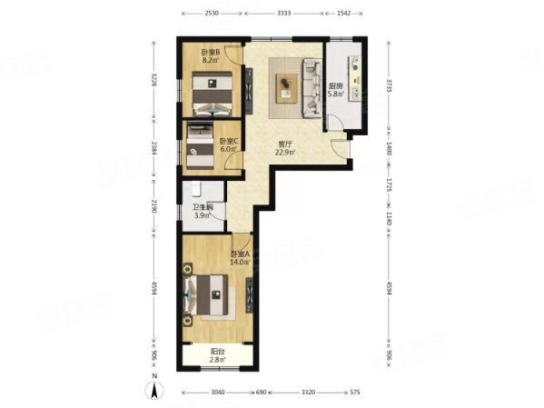 中间好楼层 采光好民水民电,双合小区c区(建工双合家园c区)二手房,415