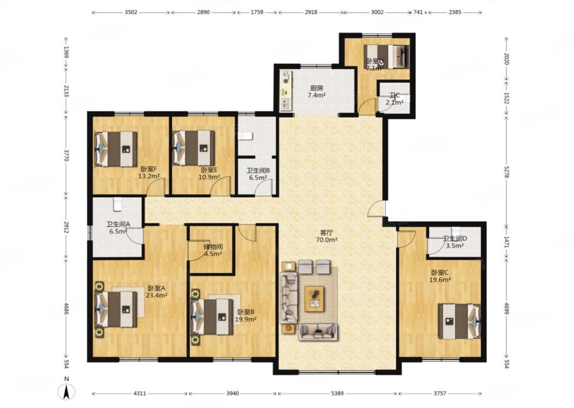 天润府大平层六室南北通透价格合适有钥匙随时看