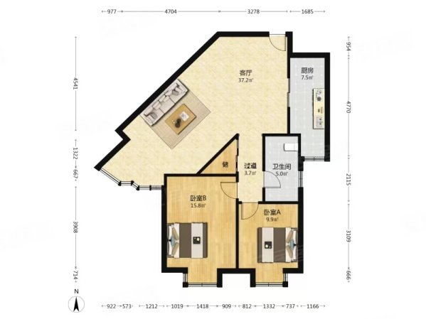 新世界阳光花园2室2厅1卫105.49㎡南115万