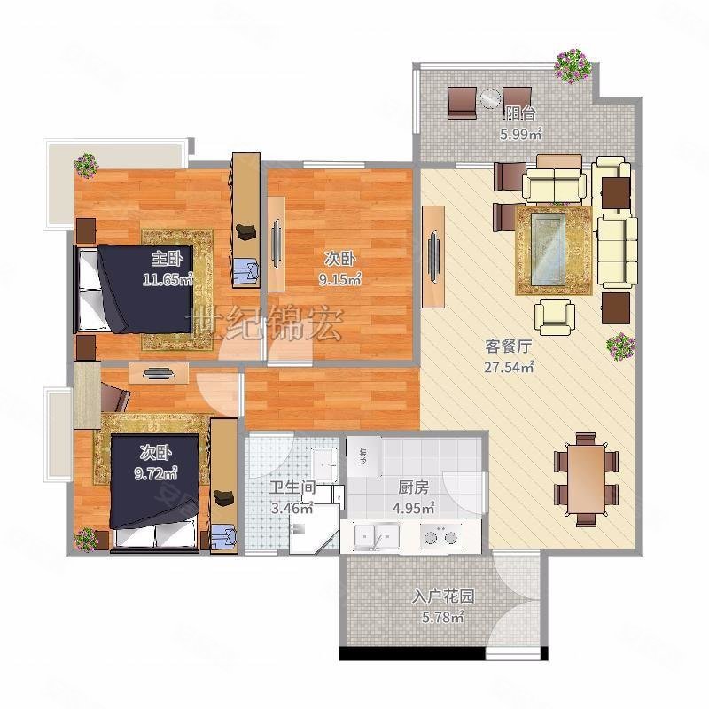 二期文星花园100平三居出行方便朝小区对中庭