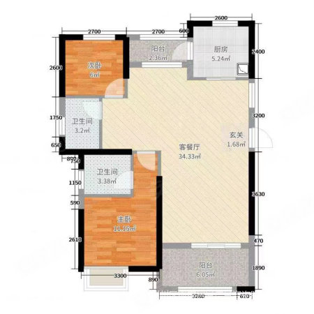 荆州北路13号小区2室2厅1卫90㎡南北32万