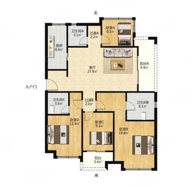 139平 满二 4室2厅 电梯房 居家自住 保养好
