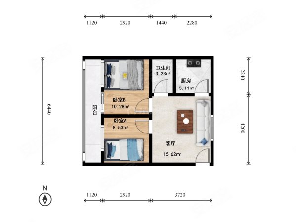 北蜂窝路22号院2室1厅1卫65.7㎡东西525万