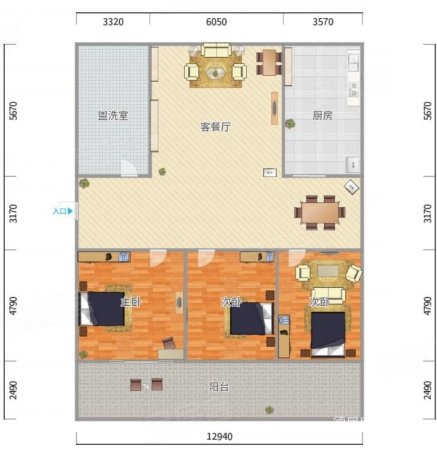 美里花园社区(21-44号)3室2厅1卫98㎡南北52万