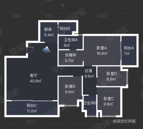 金地旭辉上观江山4室2厅2卫164㎡南北113万