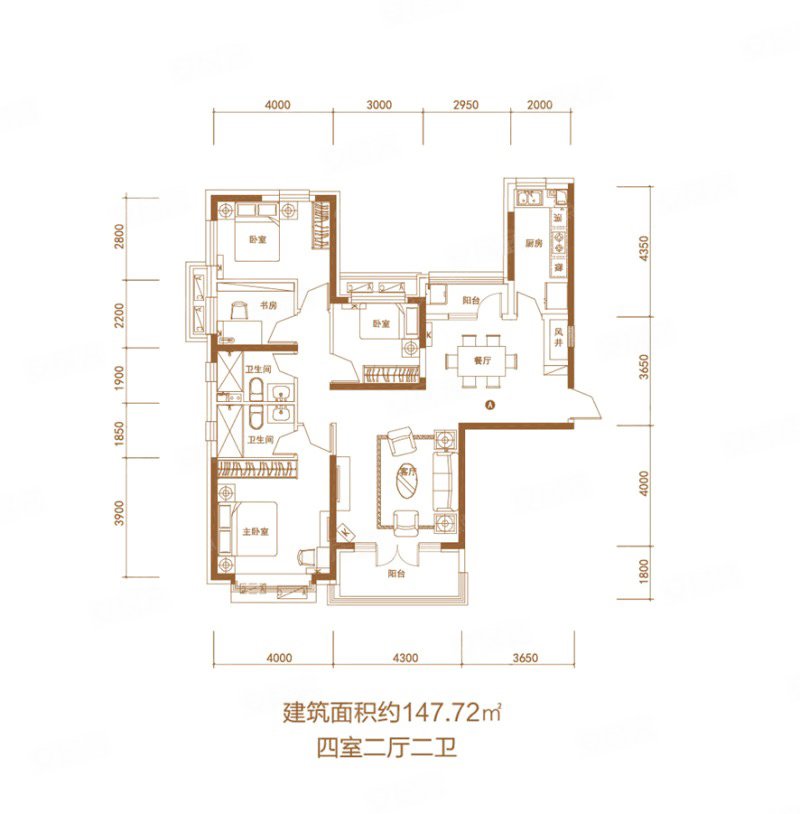 148平4室2卫带车位前排无遮挡恒大悦府
