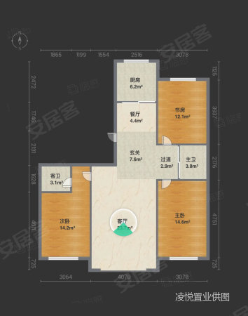 轩和澜山观邸(凤凰大街)3室2厅2卫115㎡南北82万