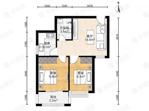 新店十字路口浮村新城新出60平单身公寓带衣帽间2600出租房源真实图片