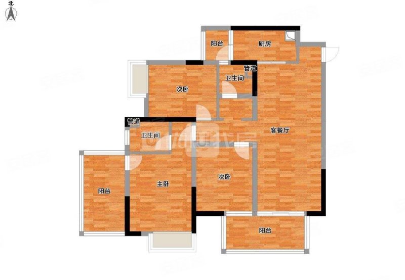 冠利幸福苑3室2厅2卫109㎡南100万